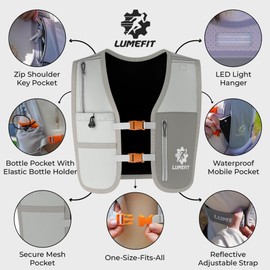 LUMEFIT Running Vest Phone Holder - Hydration Vest with Water Bottle- Reflective Vest for Men and Women- Running Hydration Vest Waterproof Phone Pouch