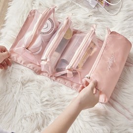 4-in-1 Mesh Travel Cosmetic Pouch Set - Portable Storage Organizer Bags No.02 Storage Travel Pouch Black 2ea