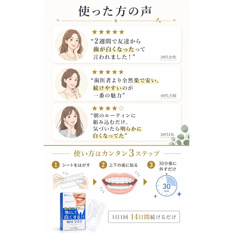 Whitemaner Whitening Sheets, 14-Day Supply, 28 Sheets, Self-Whitening, Home Whitening