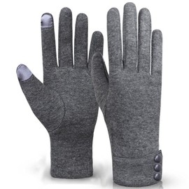 Woogwin Womens Lady Winter Warm Gloves Touch Screen Phone Windproof Lined Thick Gloves (Gray)