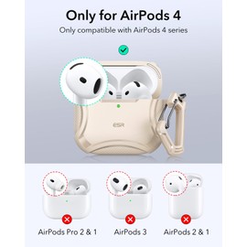ESR For AirPods 4 Case (HaloLock), Compatible with AirPods Case 4th Generation (2024), Supports Wireless Charging, Strong Drop Protection, Magnetic Lid, Cyber Series, Desert Titanium