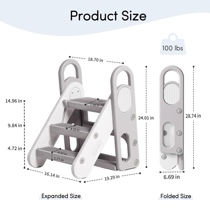 Mloong Kids Step Stool Foldable for Bathroom Sink, Easy Folding