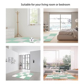 Pomya Alfombra de Piso Entrelazada de Espuma de Felpa, Fácil Instalación, Suave Antideslizante, Fácil de Limpiar, Suave y Afelpada, Alfombra de área de Azulejos de Espuma Espesa (Verde