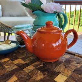 450ml Stoneware Orange Teapot 2 Cups Price & Kensington Traditional Tea Serving