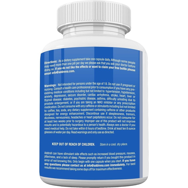 Focus Pep Addrell Energy Stimulant Pills- Natural Study Supplements Alternative