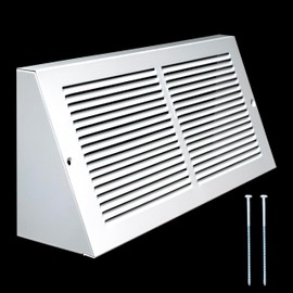 Fits 14x6 Duct Opening | Steel Triangular Baseboard Return Air Grille by Handua | Efficient Air Flow | Air Register Vent Cover Grill | 3-13/16" Depth | White | Outer Dimensions: 15-3/4" x 6-5/8"