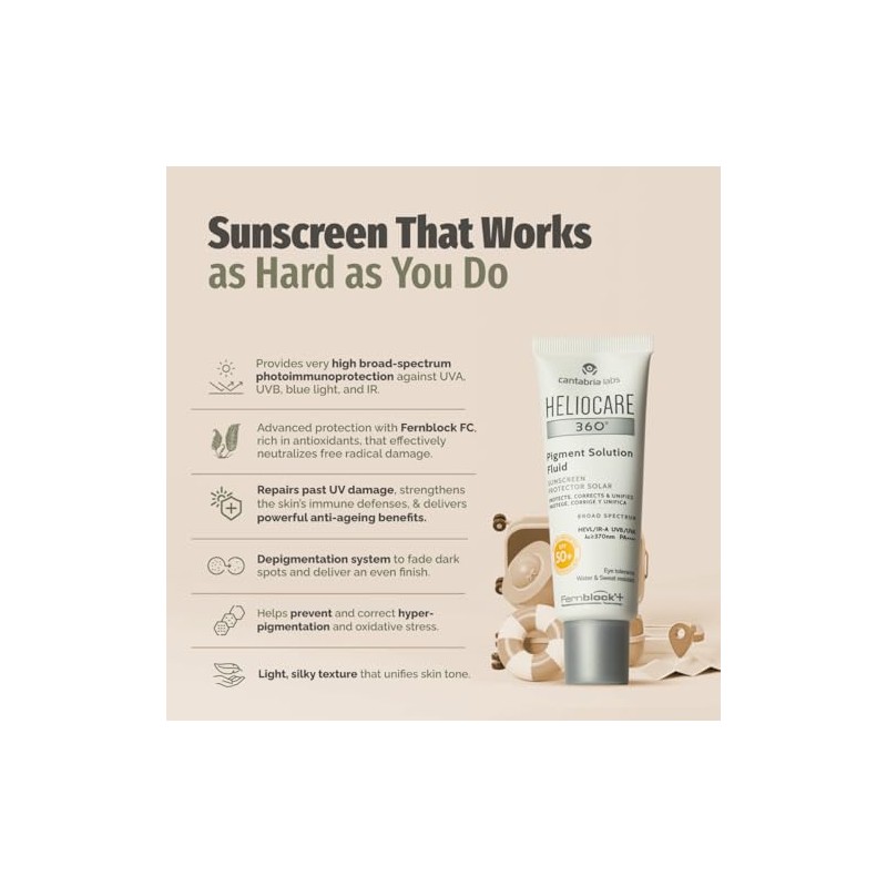 Heliocare 360° Protector Solar, Pigment Solution Fluid SPF 50+ 50