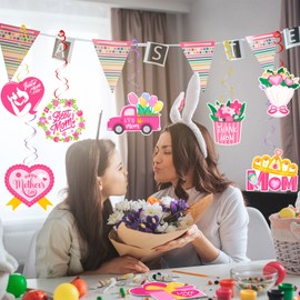 Mother's Day Party Decorations Swirls, 33 Pcs Mothers Day Hanging Decorations Swirls, Mother's Day Hanging Spiral & Mothers Day Ceiling Swirl for Garden, Yard or Home Mothers Day Decorations