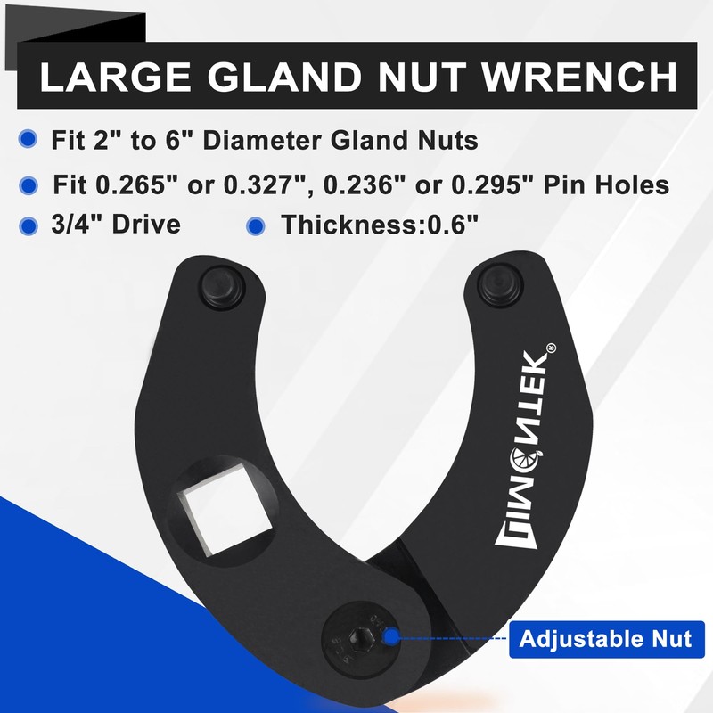 limontek Gland Nut Wrench, Hydraulic Cylinder Spanner Wrench Adjustable of