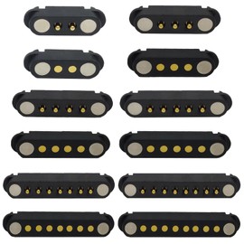 2 Pair Magnetic Pogo Pin Connector, 2/3/4/5P 2A Pogopin Magnetic Connector Male+Female 2.54/2.5 MM Through Holes Spring Loaded Connectors DC Power Socket DC Power Charge Probe Connector (3Pin), black