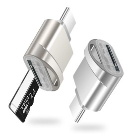 Mini Type C Micro SD Card Reader with USB 3.1 Super Speed Compatible with TF/Micro SD/Micro SDXC/Micro SDHC Card, USB C to Micro SD Card Adapter, Portable OTG Memory Card Reader Adaptor (Silver)