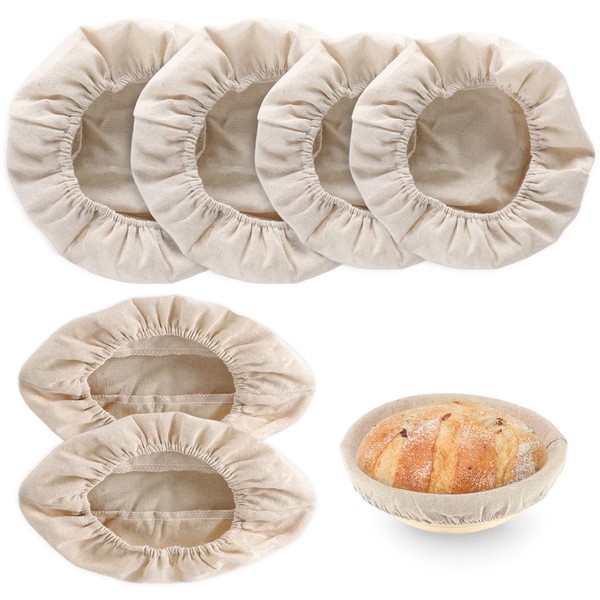 6 Packs Bread Proofing Basket Cloth Liner, Round Oval Banneton