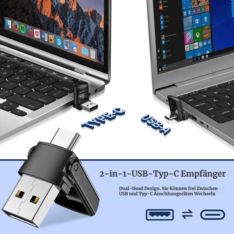 Wireless Presenter USB C, 2-in-1 Type C and USB Receiver