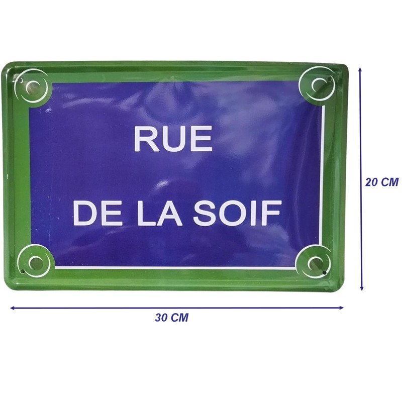 Blechschild "Rue de la Soif" – Ambiente Paris Vintage –