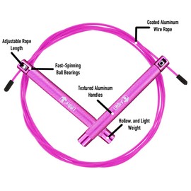 LiftBro Beast Release Jump Rope v.2.0 - Adjustable Speed Rope for High Intensity Training, Cardio and Fitness (Pink)