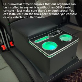 Universal Rear Bench Seat Console - Back Seat Car Organizer with Fast Charging Ports, Cup Holder & Phone Holder