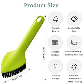 3 in 1 Cleaning Brush,Multifunctional Hard Bristle Crevice Cleaning Brush, Scrubbing Brush,Stiff Cleaning Brush, Groove Cleaning Brush, for Tile Home Shower Floor Bathroom and Kitchen (Green)