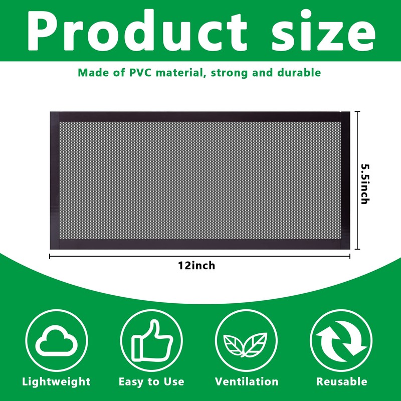 8pcs Floor Vent Mesh Covers, 5.5x12" Magnetic Air Vent Screen