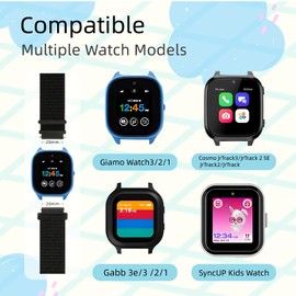 Butifacion 3 Pack Kids Nylon Bands Compatible with Gizmo Watch 3 2 1/Gabb Watch 3e 3 2 1/Sync UP/Cosmo Jr Track Watch, 20mm Hook & Loop Soft Breathable Velcro Watch Band for Boys & Girls