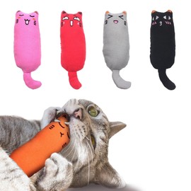 Vila Plush Cat Chews with Catnip, Feline Mood Enhancer, Oral Care Assistant, Gum Massager, Exercise and Entertainment Treat, Cotton Fabric, Orange, Red, Gray, Pink, Black, 5 Pcs per Pack