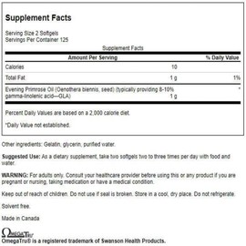 Swanson Evening Primrose Oil (Omegatru) 500 Milligrams 250 Sgels
