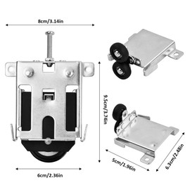 2 Set Sliding Wardrobe Door Parts Wheels, Sliding Door Pulley Door Roller, Closet Door Convex Wheel, 2X Top & 2X Bottom, Replacement Parts Accessories for Home Furniture Cabinet Window Sliding Door