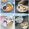 WOYAODONG 4Pcs Stainless Steel Divided Plates, 304 Stainless Steel Cute