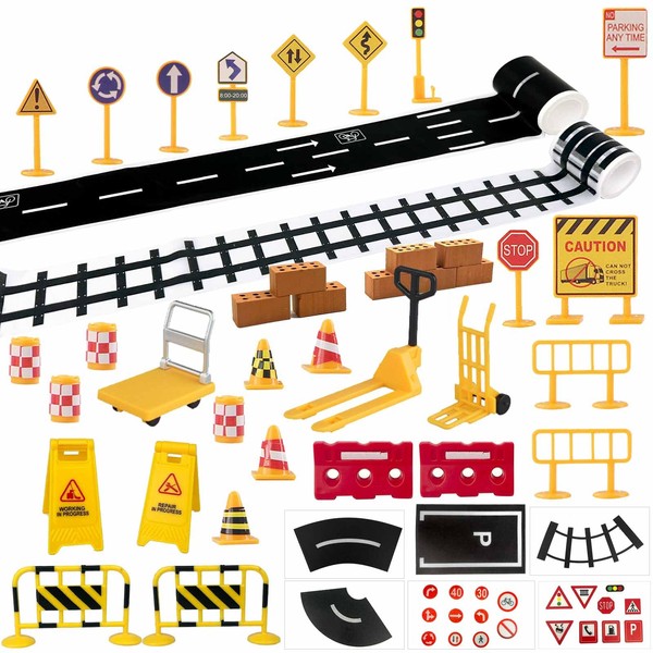 Felicify Construction Traffic Sign Set, 45PCS Construction Sign Toys Set,