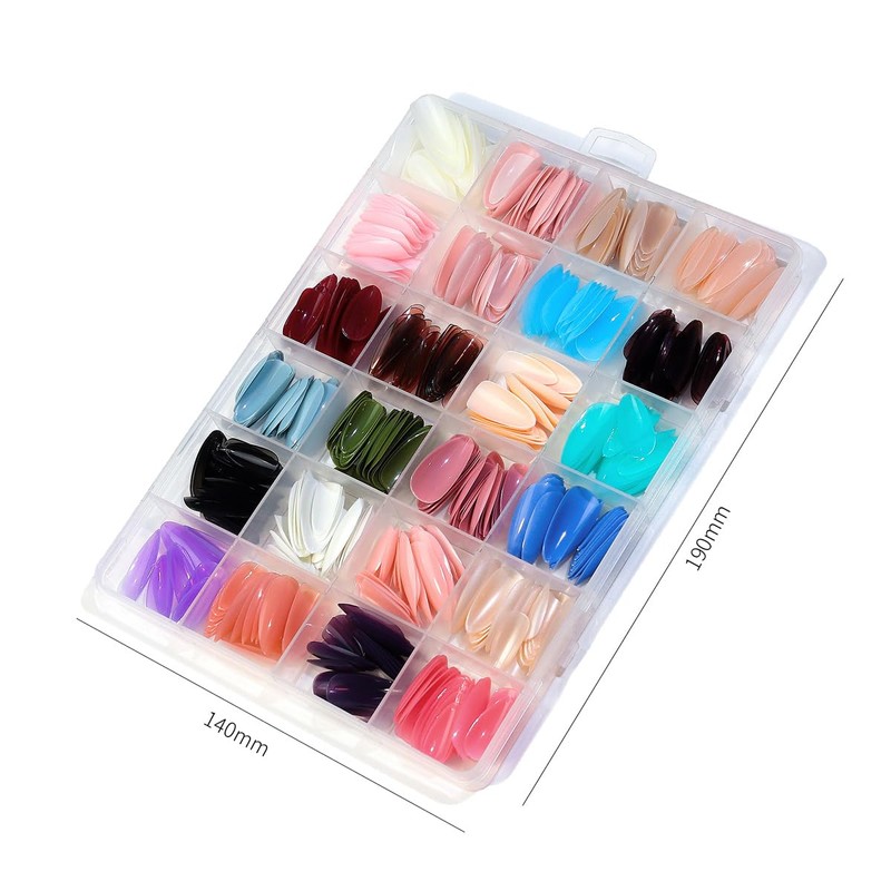 ieron 24 Colours 576 Pieces Artificial Nails Acrylic for Nail