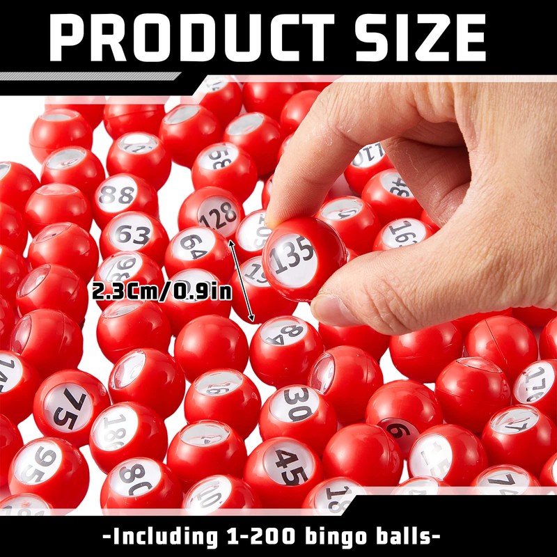 Liliful 200-Piece Raffle Bingo Ball Set - Numbered 1-200 with