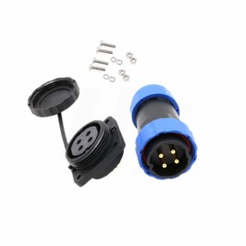 HangTon HE29 4 Pin Connector Industrial Waterproof IP68 Circular Plastic Male Female Wire Plug Panel Socket, High Power(4 pin 45A 380V)