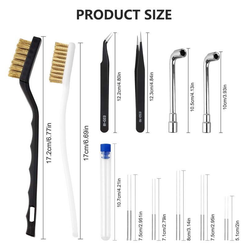 YIBEICO 16 Pieces 3D Printer Nozzle Wrench Cleaning Kit,3D Printing