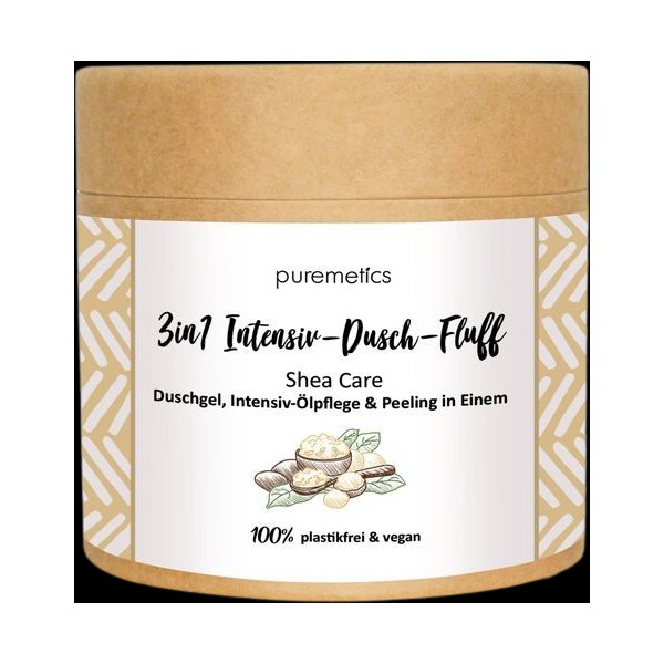 puremetics 3-in-1 Shea Care Intensive Shower Fluff with Sugar Peeling