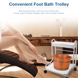 Beauty Salon Nail Or Foot Bath Spa Portable Esthetician Trolley Cart for Foot Rest Pedicure Manicure Funiture Massage Table Salon SupplieElitzia (White)