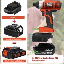 Battery Adapter for makita 18V Lithium Battery Convert to for Black+Decker 20V LBXR2020 LBX20 LBXR20 Battery Use for Black+Decker 20V Cordless Power Tool (Adapter only)