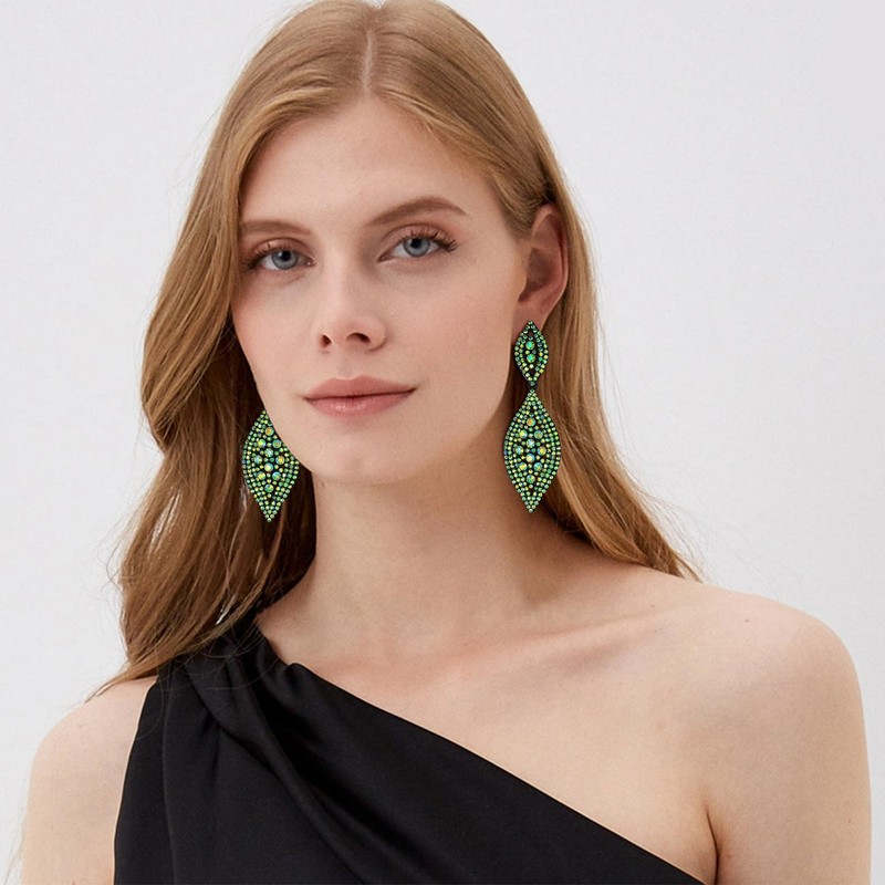 Flyonce Rhinestone Clip On Earrings for Women Bridal Wedding for