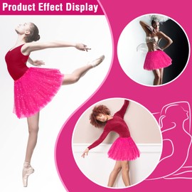 Haysandy 2 Pack Mardi Gras Women Tutu Skirt Adult Tutu Elastic Layered Tulle Tutu with Sequin Stars 80s Costume(Rose Red)