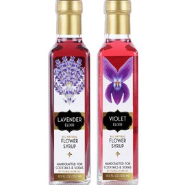 Floral Elixir Co. - All Natural Syrups for Cocktails & Sodas (2 x 8.5 oz) (Lavender & Violet)