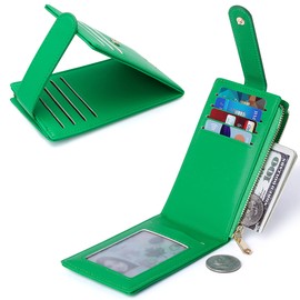 Badiya Slim Wallet for Women RFID Blocking Credit Card Holder Lady Bifold Small Wallets Organizer with Zipper Coin Pocket