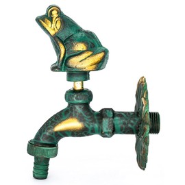 Garden Outdoor Faucet Antique Green Frog Handle Brass Single Cold Water Tap Wall Mount Washing Machine