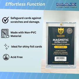 Max Pro 10-Pack Ultra Clear Magnetic Card Holder - 75pt with Sleeves Size Card Cases for Trading Sports Cards - Baseball & Football Card Holders - Hard Plastic Card Protectors - One Touch Slab Display