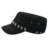 Skull Studded Military Cadet Cap Black Oversized 60-62cm Flat top