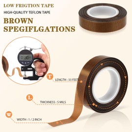 Lusofie Teflon Tape 13 mm x 10 m Heat Resistant Tape for Vacuum Sealer Vacuum Machines Teflon Tape for Industrial Use Brown Pack of 2