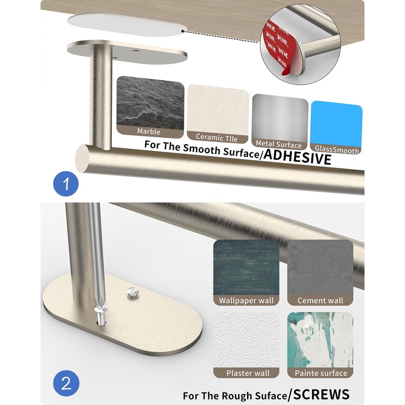 WZKALY Paper Towel Holder Under Cabinet, Self Adhesive or Wall
