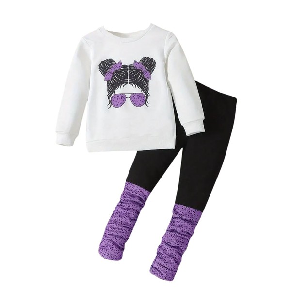 OLMRJKD Kids Toddler Girls Clothes Figure Graphic Drop Shoulder Top