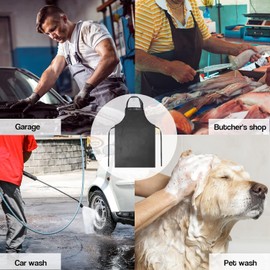 CHAMSUREUK 2 Pack 40" Waterproof Rubber PVC Apron Adjustable Aprons for Men HEAVY Duty Chemical Resistant Work Apron Extra Long Aprons for car wash Lab Butcher Cooking Kitchen BBQ