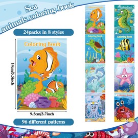 Jutom 24 Pcs Coloring Book Bulk Relaxing Illustrations Themed Coloring Book for Kids Holiday Coloring Book Party Favors Gifts DIY Art Drawing Home School Classroom Activity Book (Sea Life)