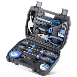 URASISTO 16-Piece Household Tool Set Basic Hand Tool Kit with Claw Hammer,Lineman's Pliers, Perfect for DIY, Home Maintenance