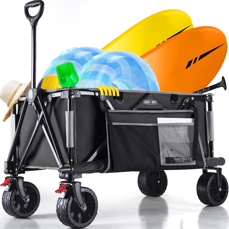Overmont Collapsible Wagon Cart with Wheels - 220L Foldable Heavy