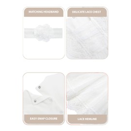 Lilax Baby Girls Lace Baptism Dress Christening with Matching Headband (White, 3-6 Months)